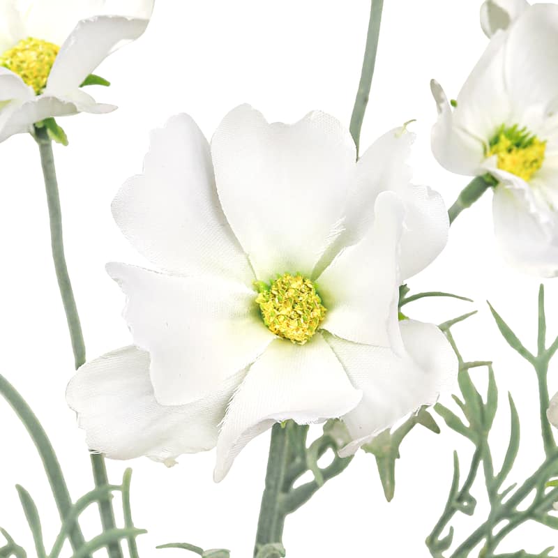 Set of 6 Whtie Artificial Cosmos Flower Stem Spray 24in - 24" L x 6" W x 6" DP