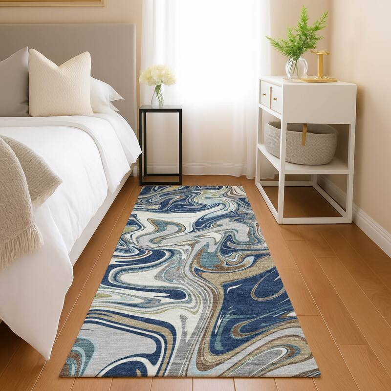 Machine Washable Indoor/ Outdoor Contemproary Fusion Chantille Rug