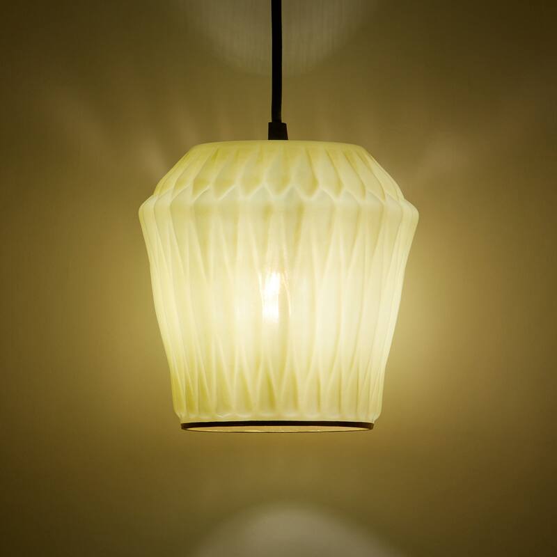 River of Goods Gold Metal and Yellow Glass Dome Shade 67.75-Inch Pendant Light - 6.75" x 6.75" x 8.75/67.75"