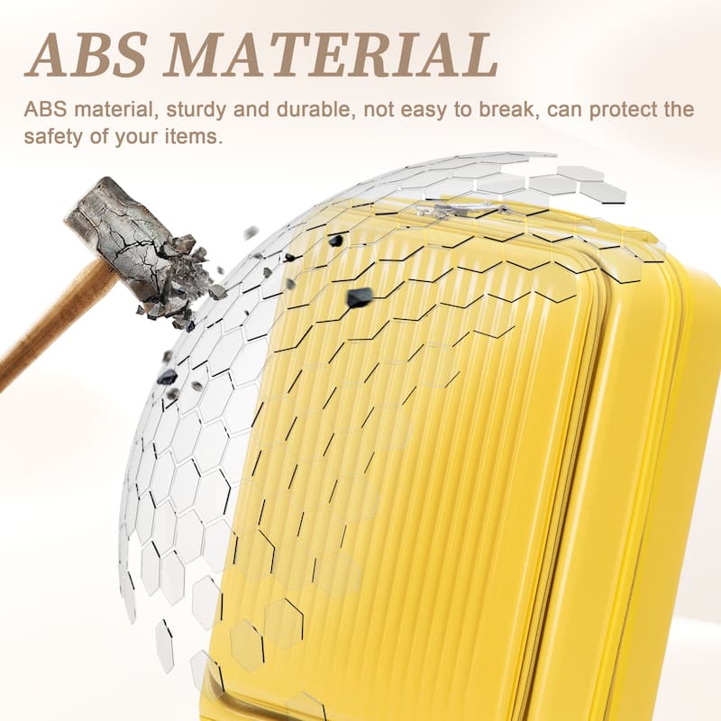 14"/20" 2 pcs/set in ABS Spinner Wheel Luggage, with Combination Lock and Front Opening Design, 14" Cosmetic Case