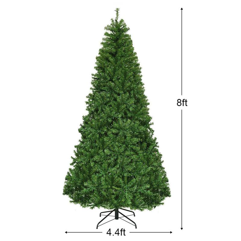 Gymax 5-9FT Pre-Lit Christmas Tree Hinged Artificial Tree w/ Metal