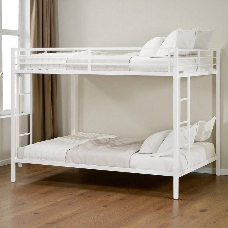 Full/Queen Metal Bunk Bed with Heavy-Duty Square Tube Frame, Dual Sleeping Areas, Space-Saving Design for Shared Rooms