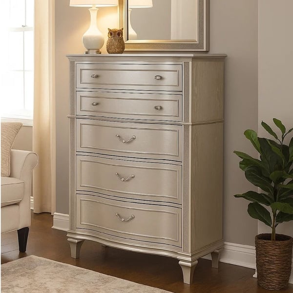 Inz 60 Inch 6 Drawer Tall Dresser Chest, Elegant Trim, Classic Silver - Bed  Bath & Beyond - 37962438