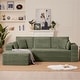preview thumbnail 16 of 48, 102.76" Corduroy Cloudy L Shaped Sofa with Headrests Green