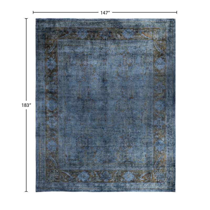 Overdyed One-of-a-Kind Hand-Knotted Area Rug - Gray - 12' 3" x 15' 3"