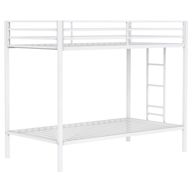 Alevera Metal Bunk Bed with Ladder - Matte White - Twin