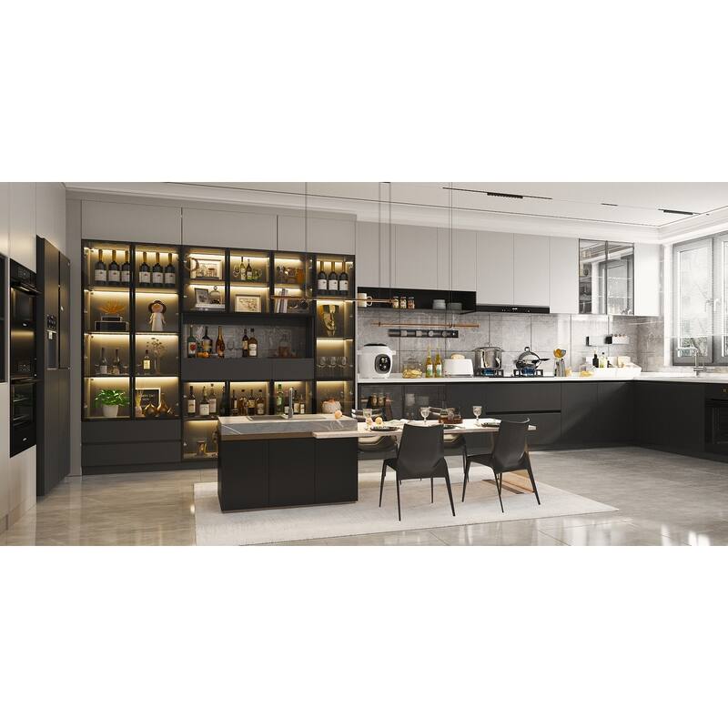 Tall Modular Display Storage Cabinet Bookcase w/Light Home Office