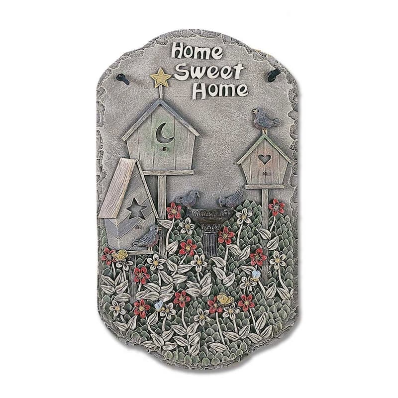 TrendyDecor4U Contemporary "Birdbath" Resin Slate Plaque by Porch Decor