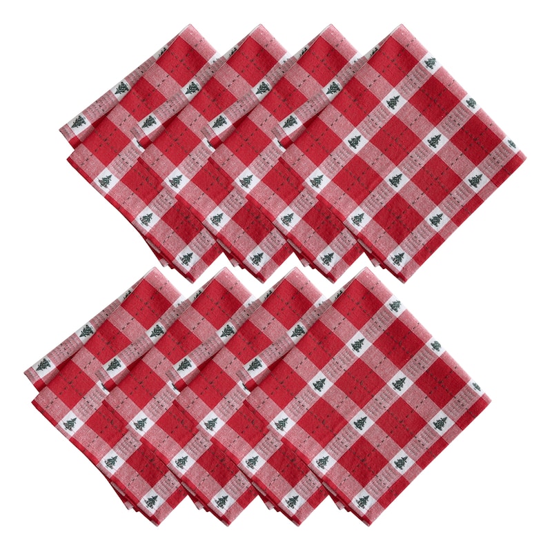 Sherwood Tree Dobby Cotton Napkins, Set of 8 - 17x17 - Red
