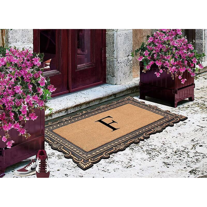 A1HC First Impression Carson Rubber and Coir 24" X 36", Heavy Duty, Easy to Clean Outdoor Monogrammed Doormat