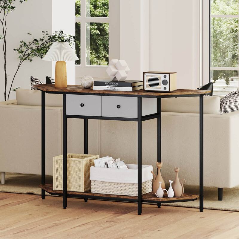 Costway 51" Console Table with 2 Drawers Open Storage Shelf 2-Tier - See Details
