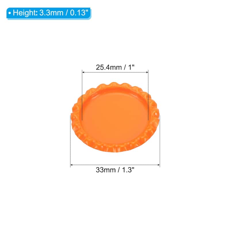 30Pcs Flat Decorative Bottle Caps Craft Bottle Pendant Trays - Orange