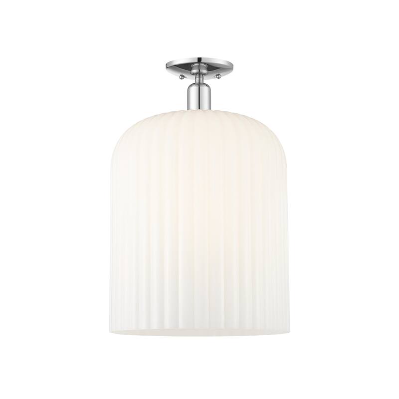 Innovations Lighting 716-1C-19-12 Bridal Veil Semi-Flush Bridal Veil - Polished Chrome / Gloss White
