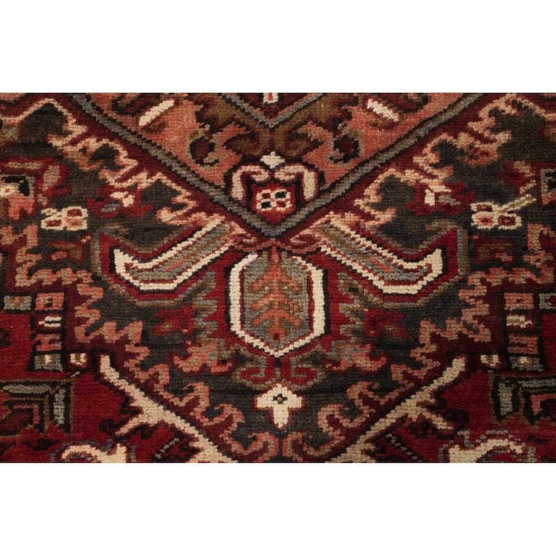 Hand Knotted Oriental 100% Wool Carpet Traditional Medallion Red Heriz Area Rug - 10' 5'' X 7' 4''
