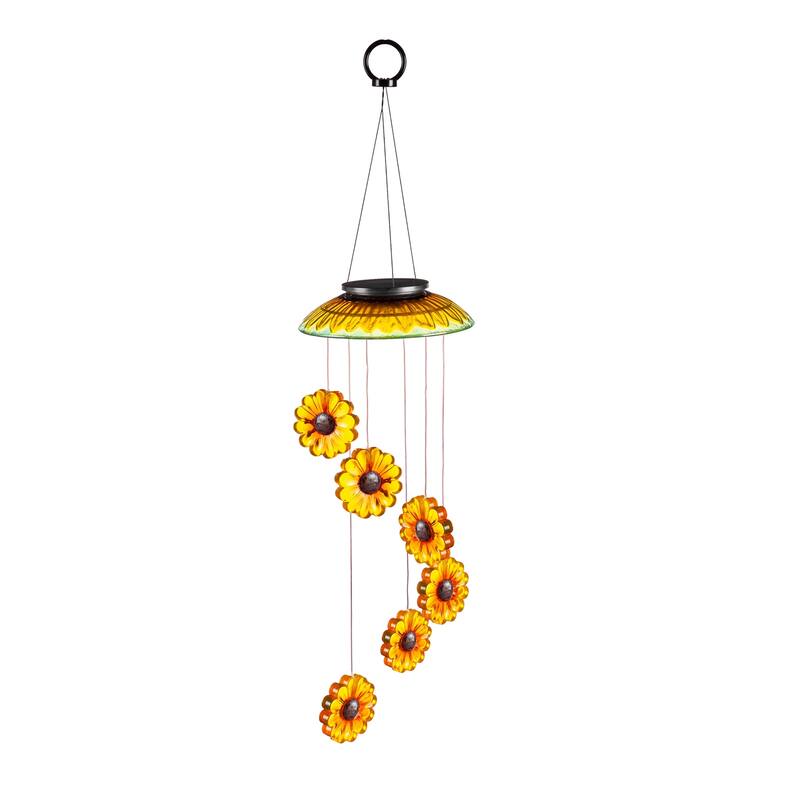 29 in. Sunflower Hand-Painted Color-Changing Solar Mobile