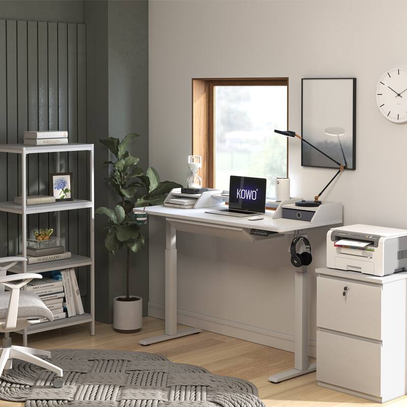 KOWO Wooden 2-Drawer Filing Cabinet with Lock Letter Size Office Storage, Locking Document Organizer for Home or Workplace