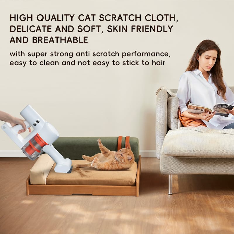 Modern Wooden Pet Bed for Cats & Dogs, Oak Veneer, Scratch-Resistant Fabric, Removable Cushion