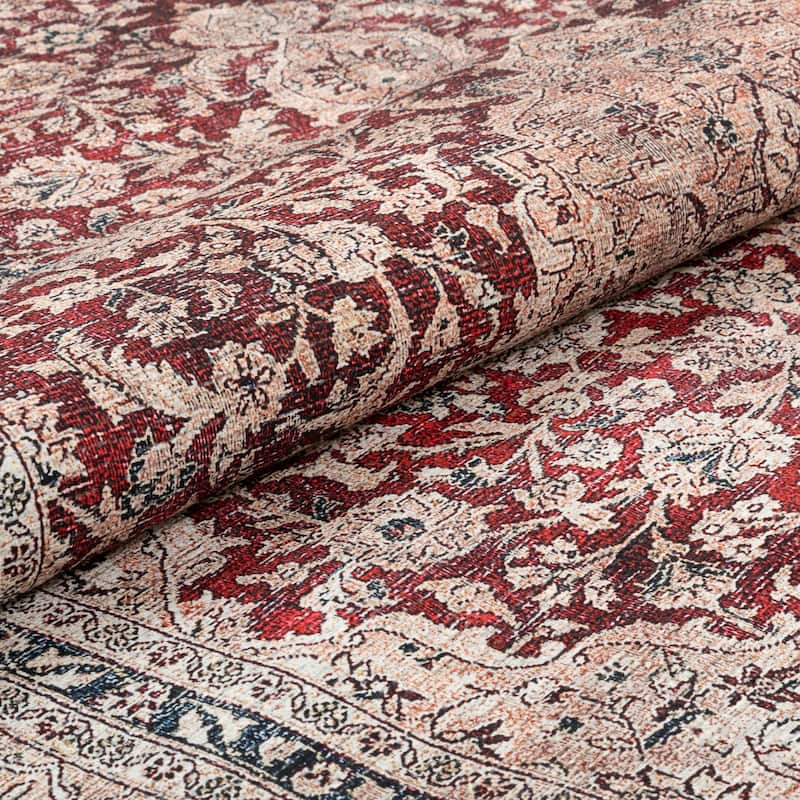 Well Woven Lotus Tonti Vintage Medallion Oriental Washable Area Rug
