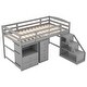 preview thumbnail 2 of 7, Twin Loft Bed with Multifunctional Movable Desk and Staircase - Flexible Design