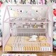 preview thumbnail 14 of 34, Space-Saving Full Size Kids Bed House Bed with Fence and Shelves