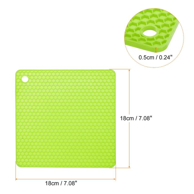 Silicone Trivet Mats 2pcs, Square Hot Pan Pads Hot Pot Holder - Green