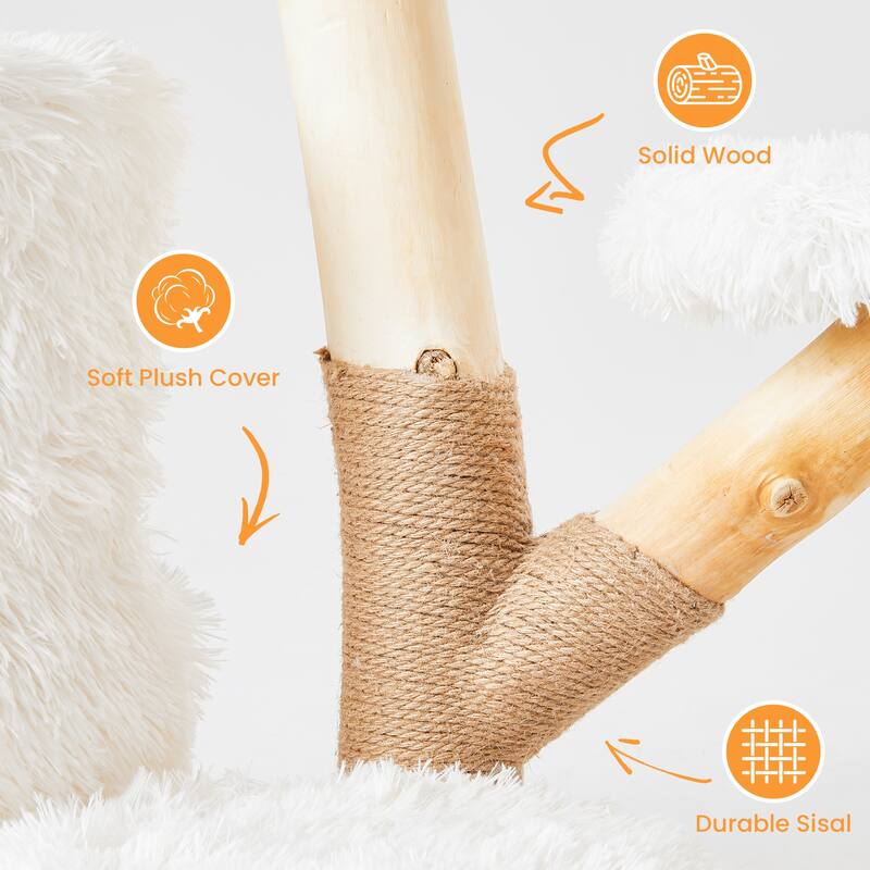 35-Inch Cat Tree with Sisal Posts, Dual Condos & Removable Cushions,White