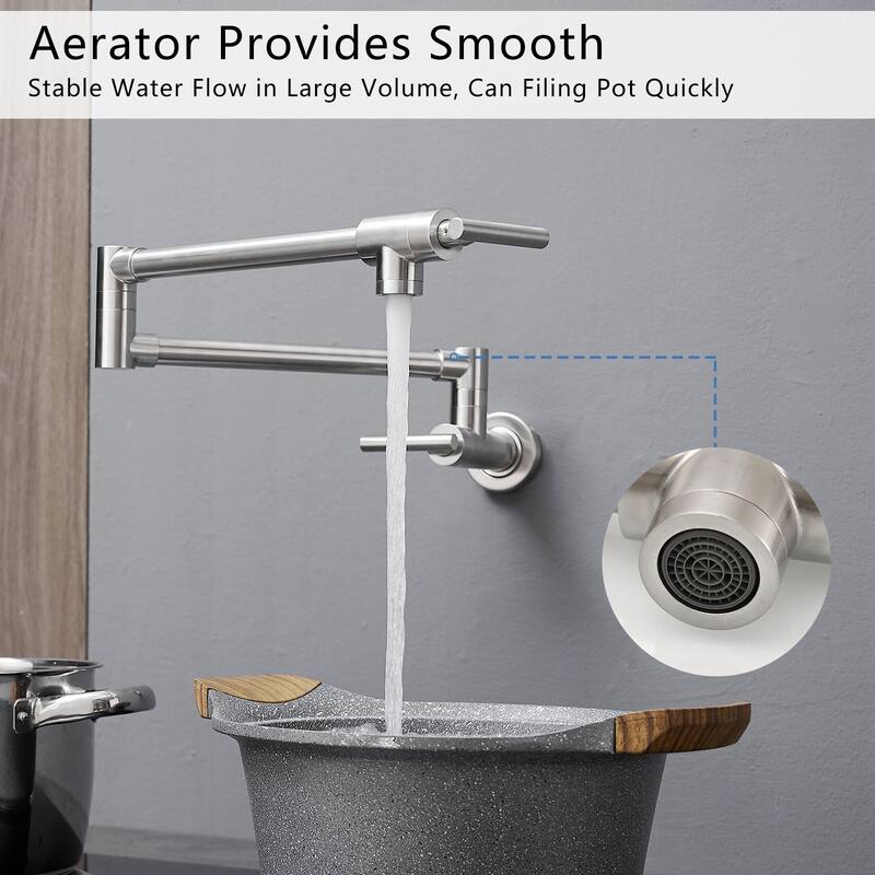 Wall-Mount Commercial Kitchen Folding Faucet Pot Filler Faucet