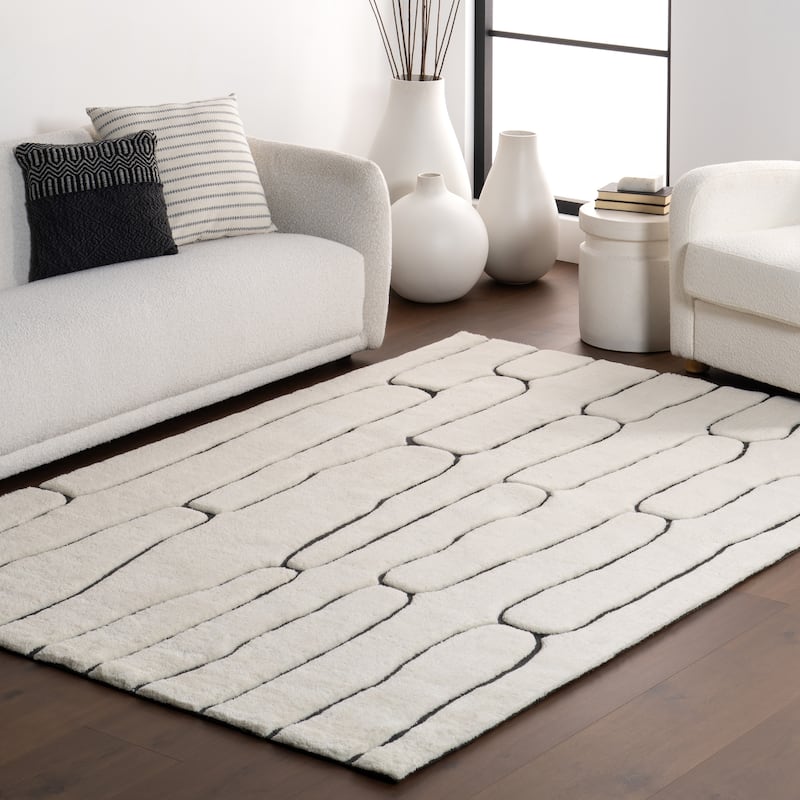 Nazco Abstract New Zealand Wool Area Rug - 5' x 8' - Charcoal