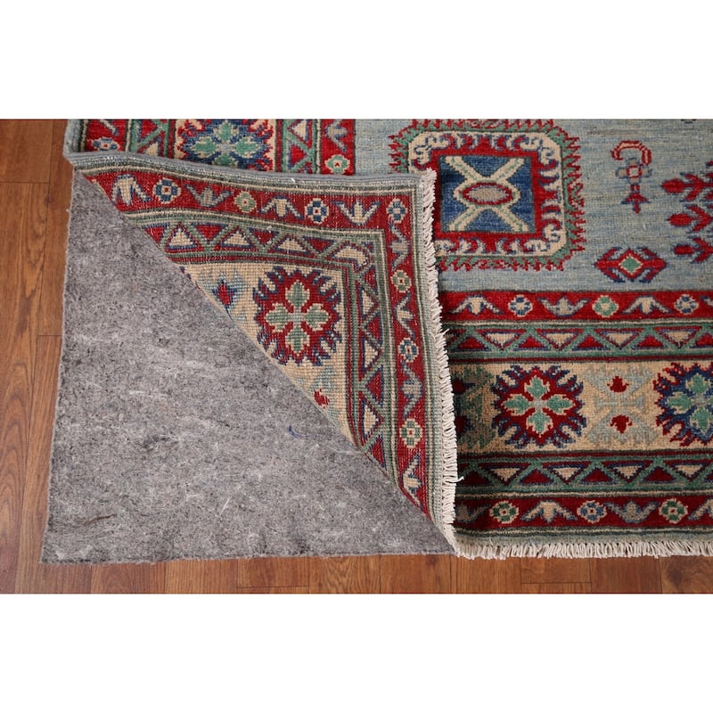 Light Blue Kazak Area Rug Hand-Knotted Dining Room Wool Carpet - 6'7" x 8'7"