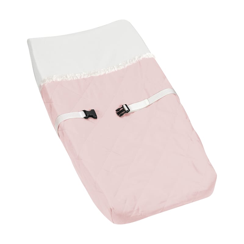 Boho Chic Pink Modern Pastel Girl Changing Pad Cover Bohemian Geometric Elegant Cream Off White Ivory Mid Century Retro Abstract - Blush Pink Off White Ivory - Assembled