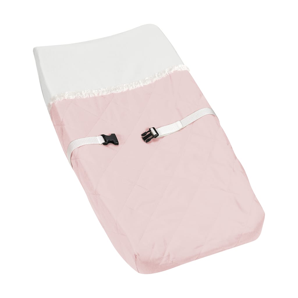 Boho Chic Pink Modern Pastel Girl Changing Pad Cover Bohemian Geometric Elegant Cream Off White Ivory Mid Century Retro Abstract