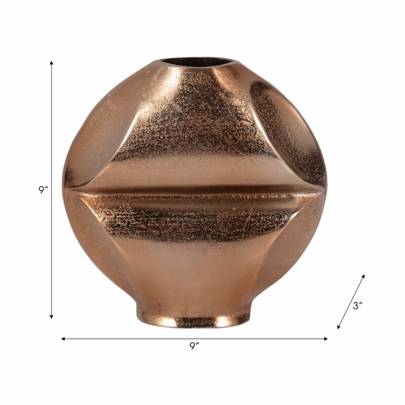 Metal Byram Slit Design Decorative Vase - Champagne, 14 in.