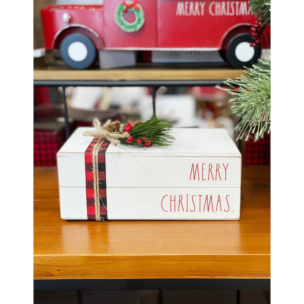Rae Dunn CHRISTMAS Themed Decorative Stacked Books
