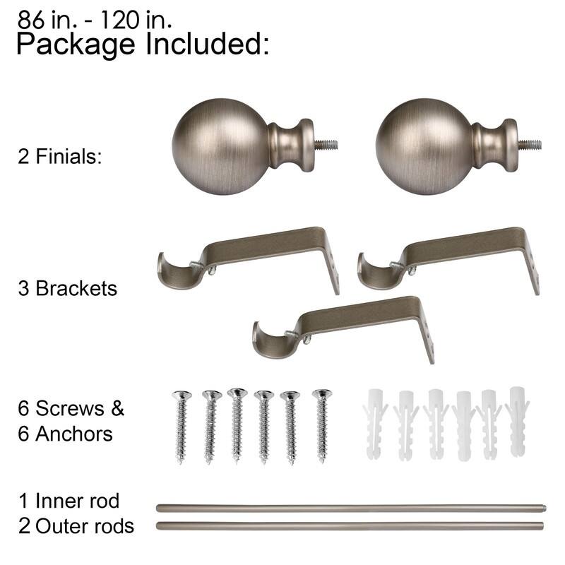 UTOPIA ALLEY 3/4 Inch Curtain Rod - Curtain Rods For Windows, Adjustable Drapery Rod