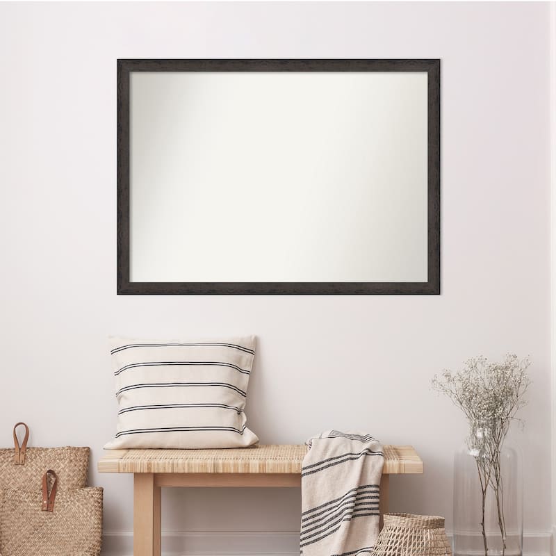Dappled Narrow Non-Beveled Wood Framed Wall Mirror