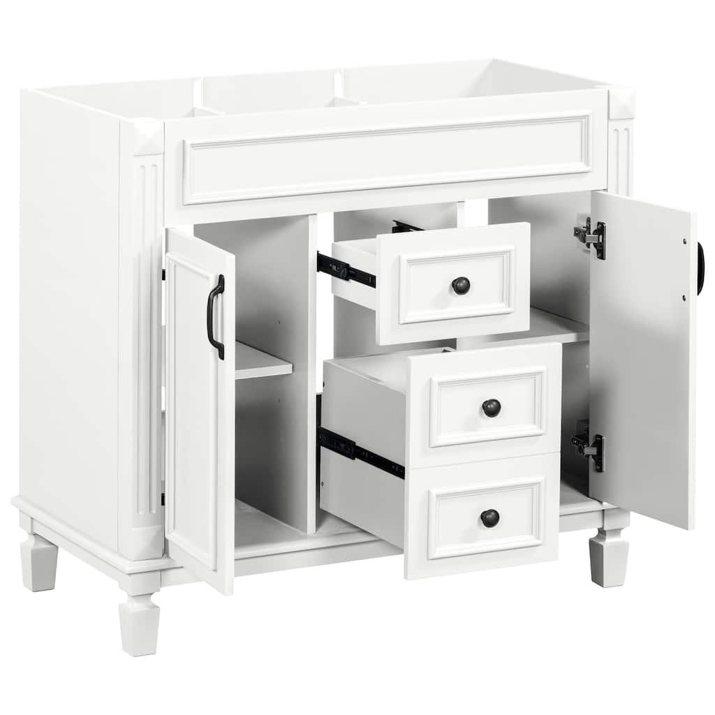 36'' Bathroom Vanity Without Top Sink, Cabinet Only, Modern Bathroom Storage Cabinet With 2 Soft Closing Doors And 2 Drawers