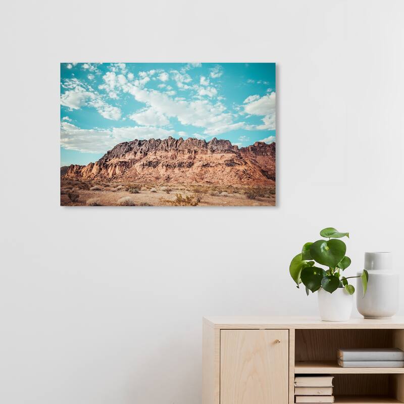 Wynwood Studio Canvas Nature and Landscape Rocky Hills Blue and Rustic Wall Art Canvas Print - 20 x 30