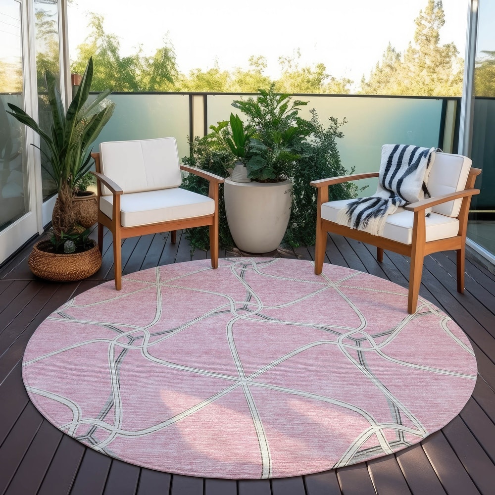 Machine Washable Indoor/ Outdoor Contemporary Links Chantille Rug