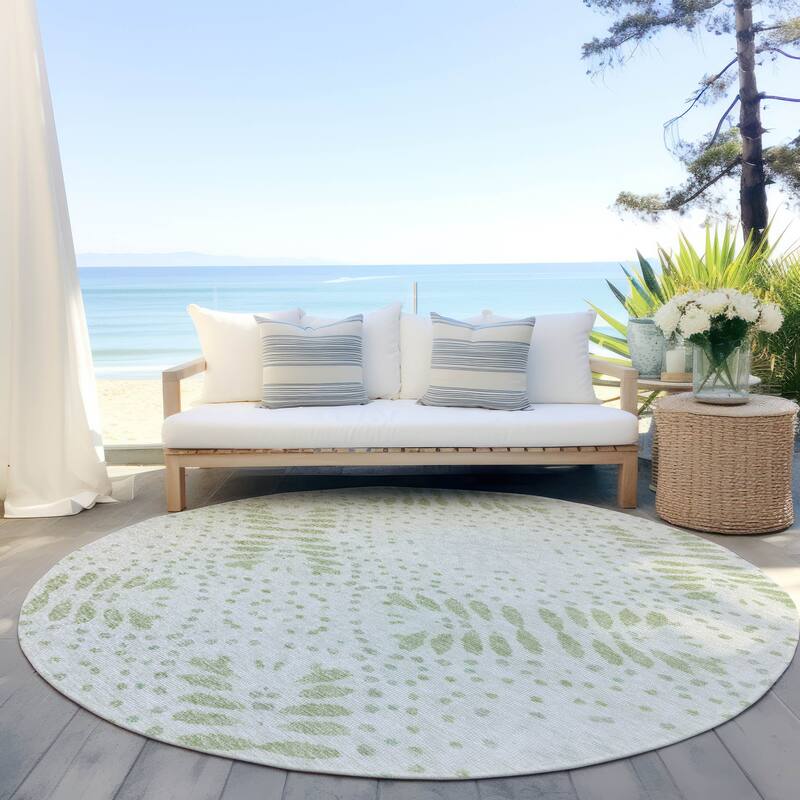 Machine Washable Indoor/ Outdoor Chantille Global Boho Rug - Aloe - 8' x 8'
