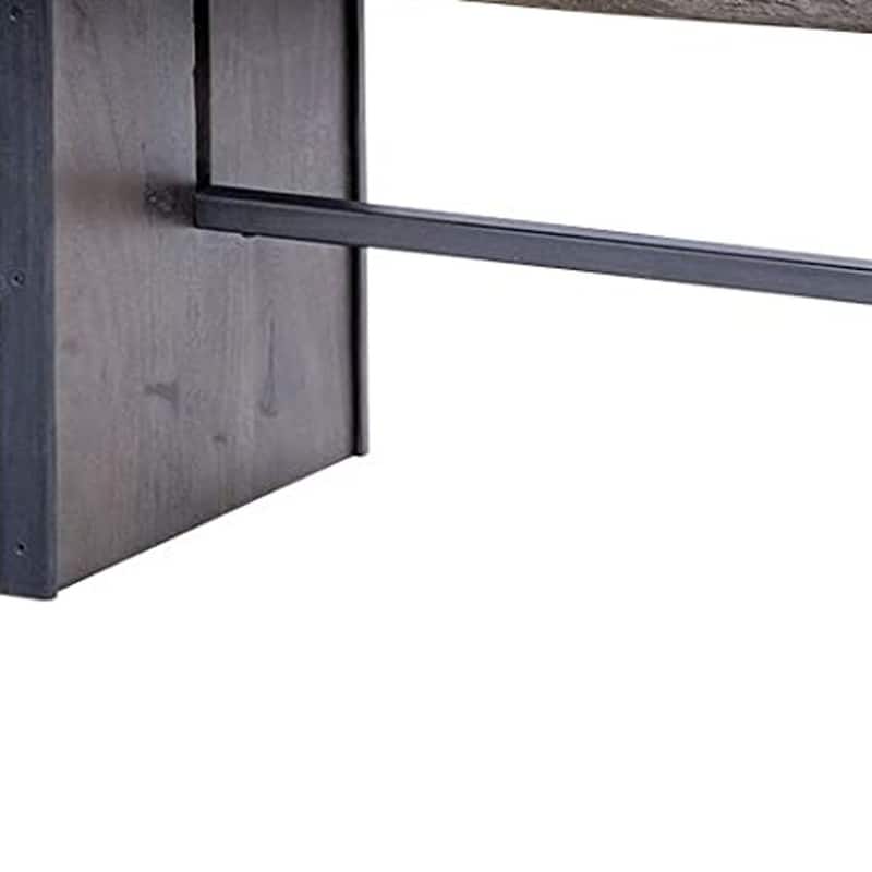 HomeRoots Rectangular Indian Mango Woodbrown Tone Finish W Metal Cladding On The Base Dining Bench