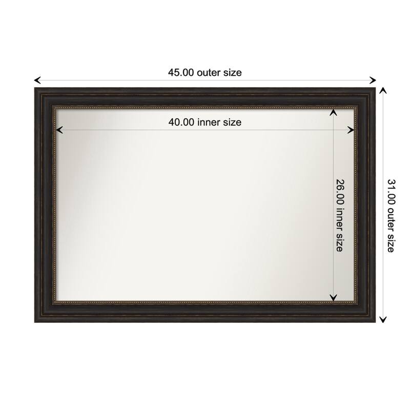 Accent Bronze Framed Non-Beveled Custom Wall Mirror, Bathroom Vanity Mirror - Outer Size: 45 x 31