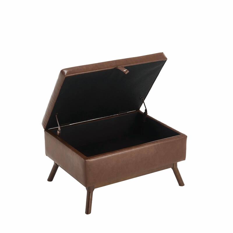 Mid-Century Modern Square Coffee Table with Storage Bench