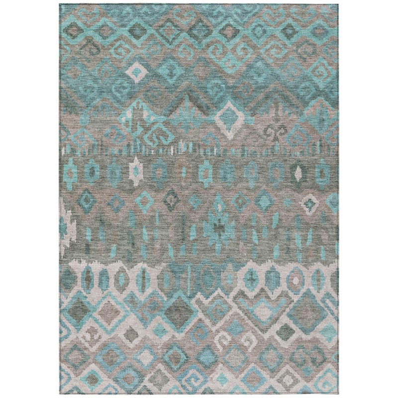 Machine Washable Indoor/ Outdoor Boho Moroccan Chantille Rug