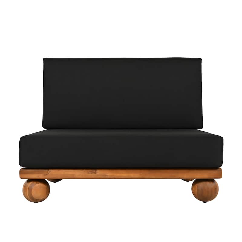 Scott Living Dulcie 4 Piece Outdoor Acacia Wood L Shape Setional Sofa with Removable Cushions