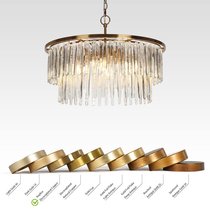 Modern Gold 2-Tier 6-Light Drum Chandelier for Dining Living Room