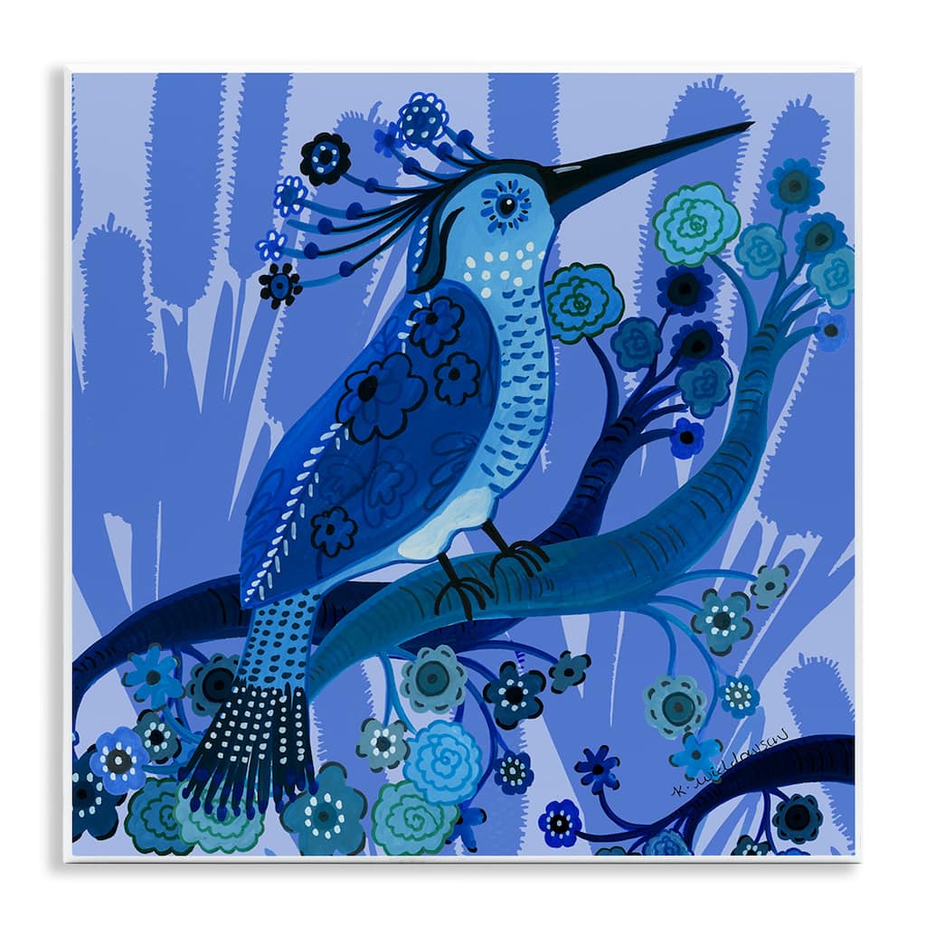 Stupell Folk Style Blue Bird Wall Plaque Art Design By Kay Widdowson