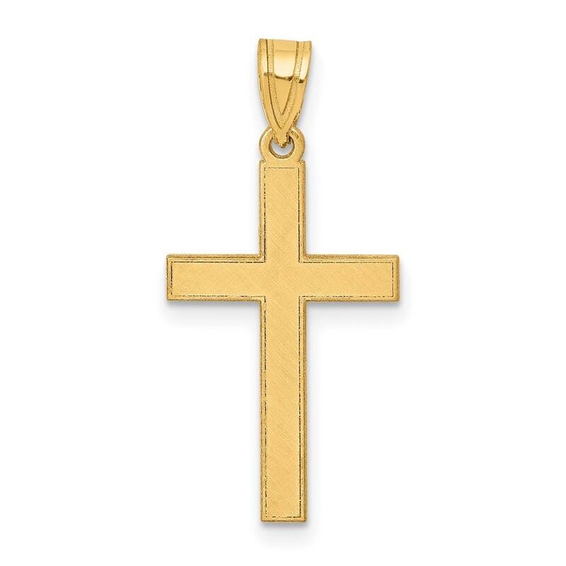 Curata 14k Yellow Gold 18" Small Border Polished Cross Necklace - 17x12mm
