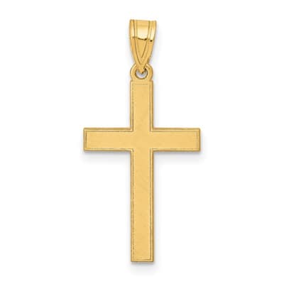 Curata 14k Yellow Gold 18" Small Border Polished Cross Necklace - 17x12mm