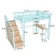 preview thumbnail 15 of 13, Full Loft Bed w/Desk & Storage - Heavy Metal Frame, 4 Cabinets, Staircase & Rack Space-Saver With USB & Outlet