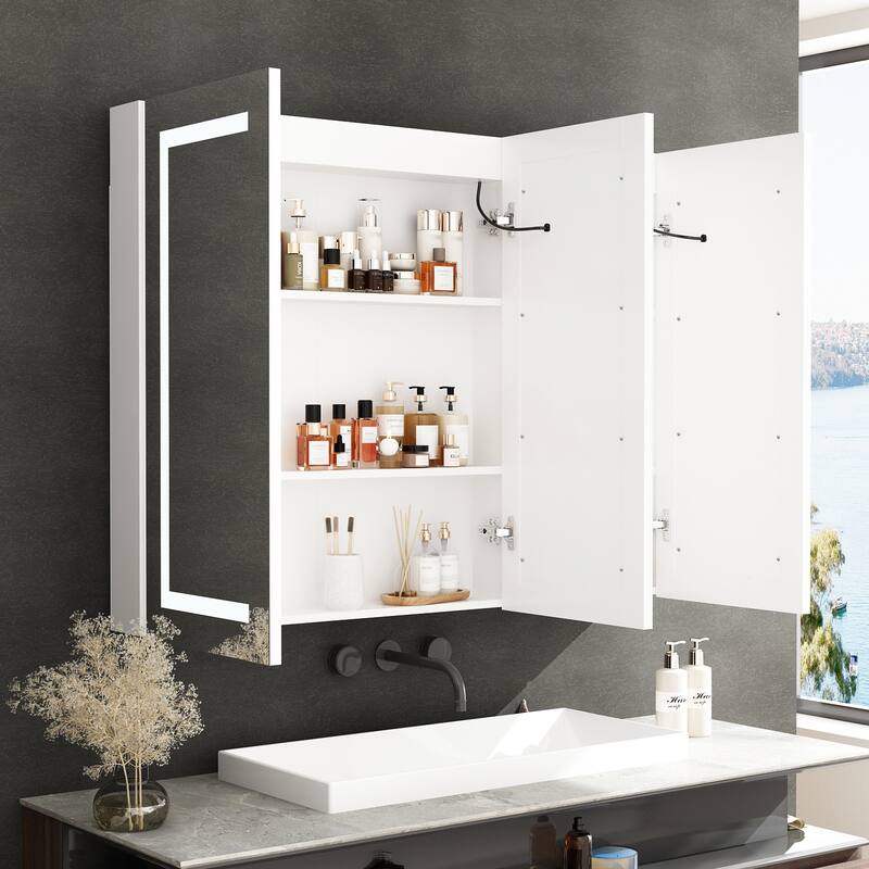 Mirror Medicine Cabinet with Lights Mirrored Cabinet Bathroom Bedroom